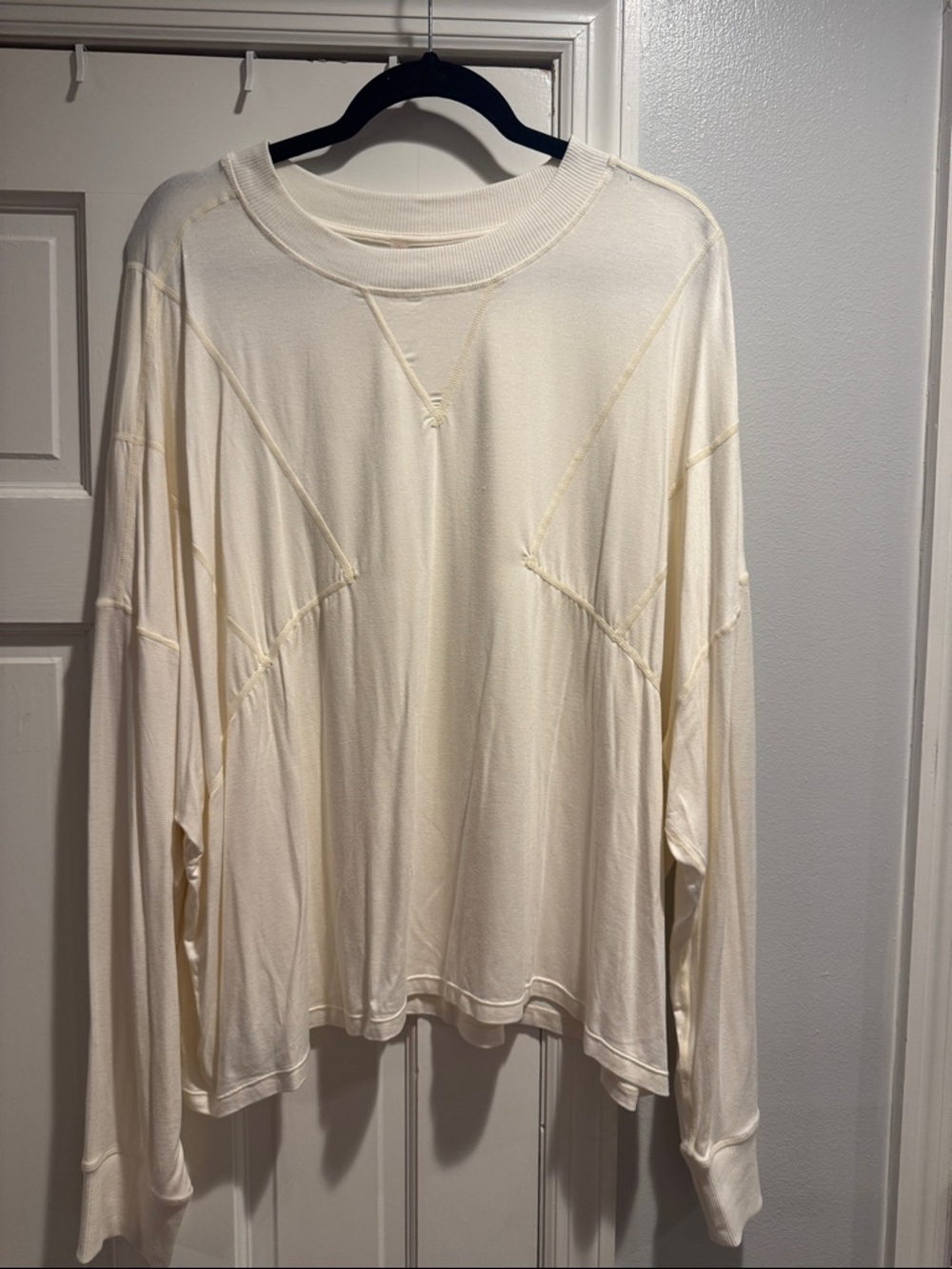 FP Movement by Free People Cream Lightweight Long Sleeve Top